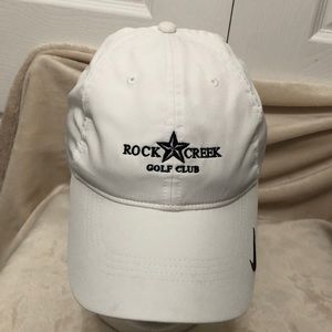 Nike Golf Men’s Golf Hat, White with Black, “Rock Creek Golf Club” front logo
